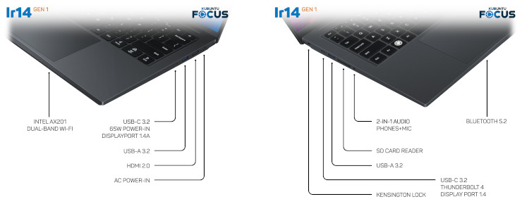 Kubuntu Focus IR 14 GEN 1 Ports