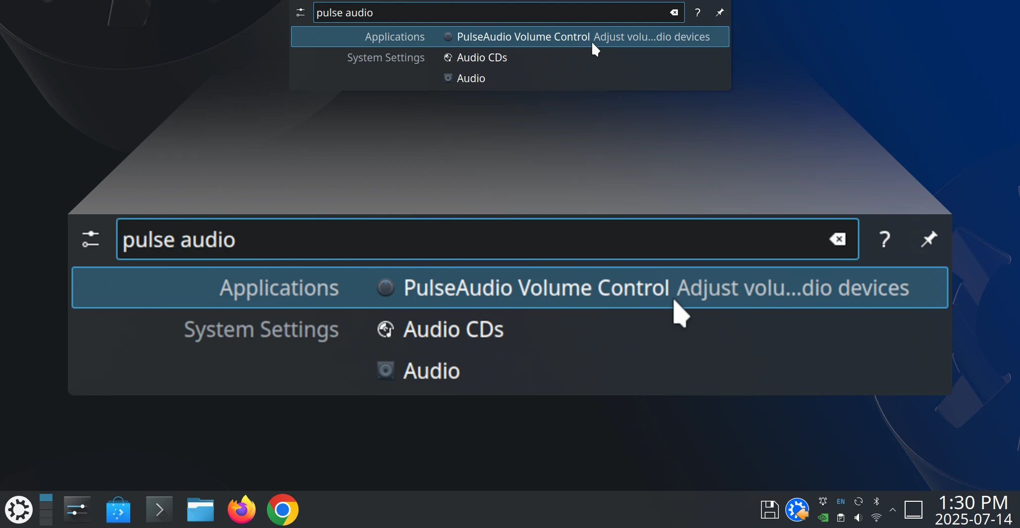 Open PulseAudio from Krunner.