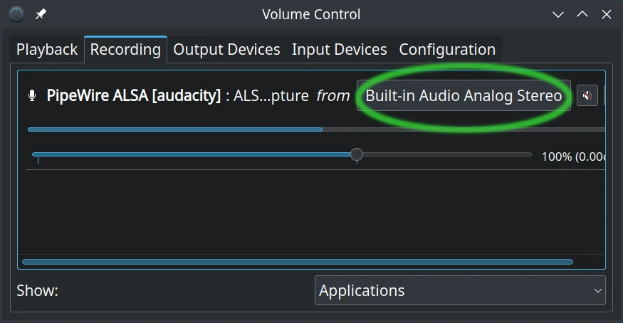 Ensure the Recording Device is Built-In.