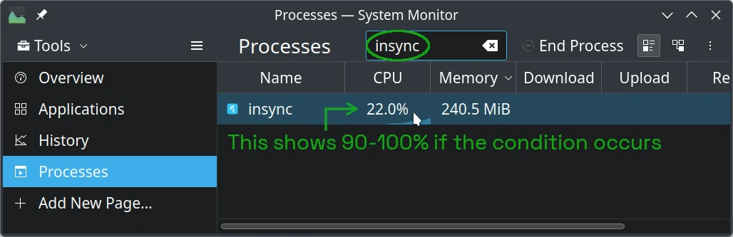 Insync in KDE System Monitor