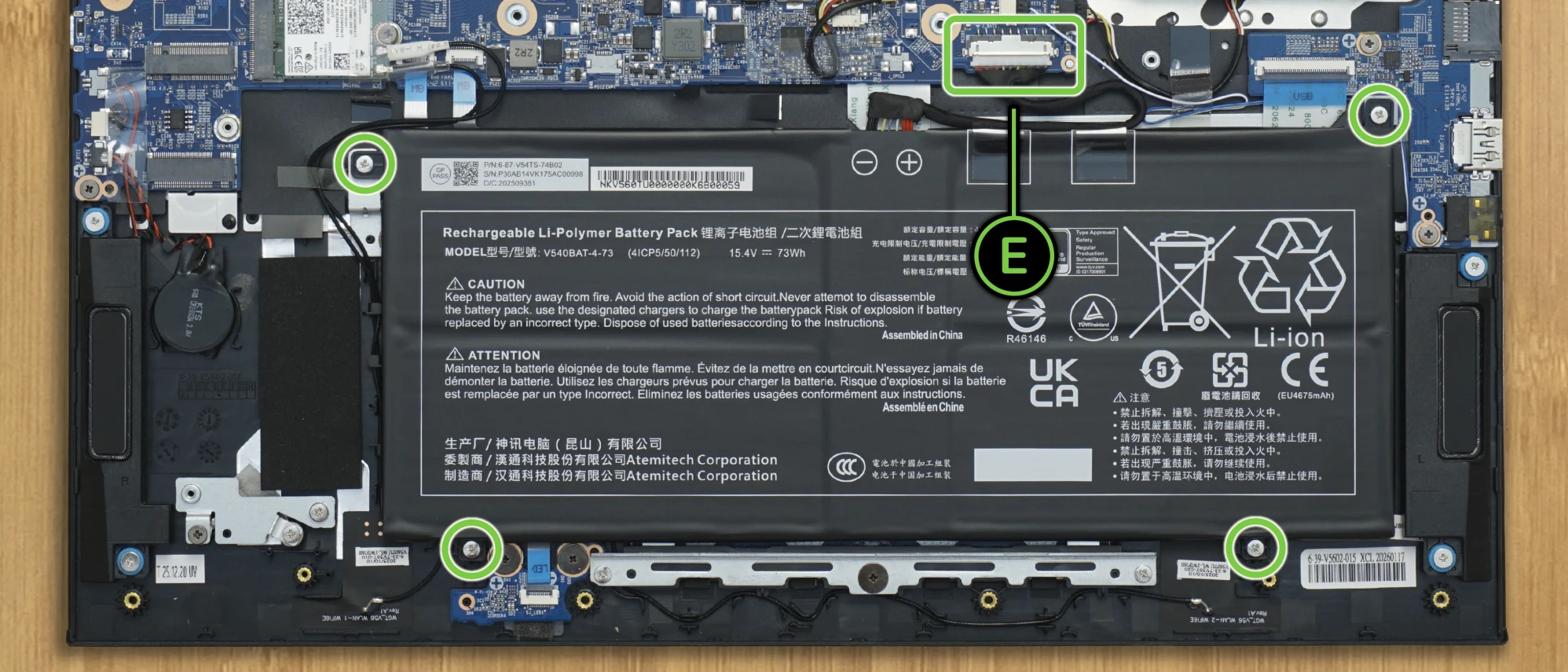 Remove the battery screws. Remove the battery screws.
