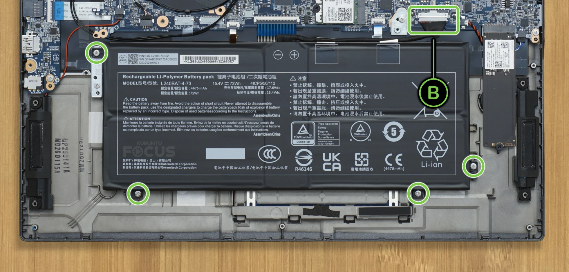 Remove the battery screws. Remove the battery screws.