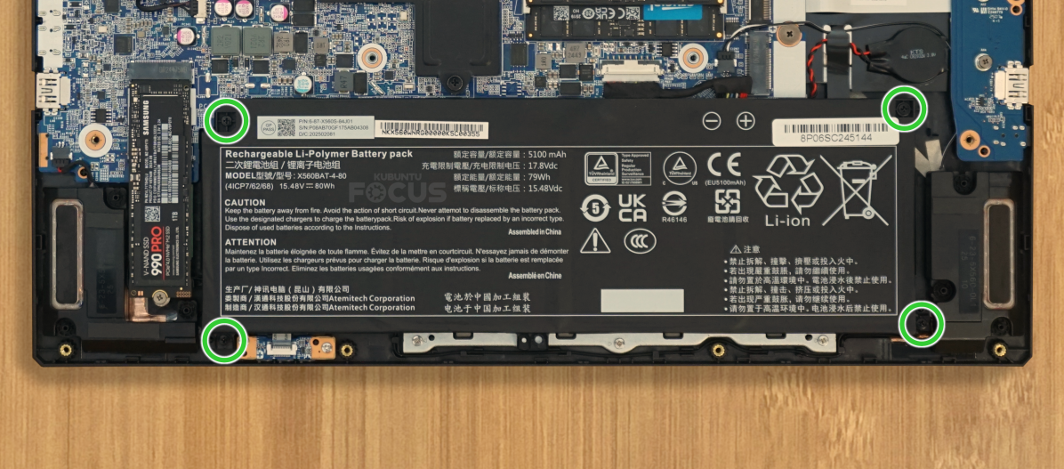 Unscrew the battery screws.